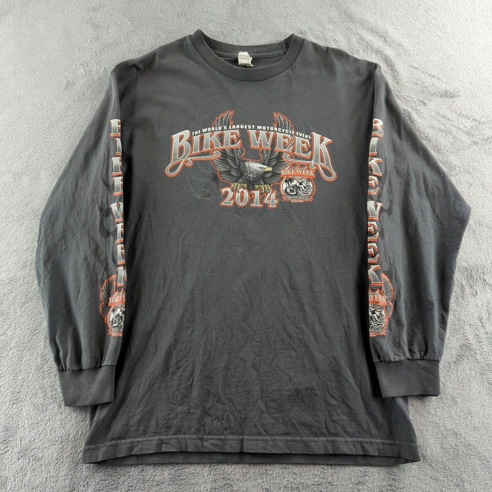 Daytona Bike Week Shirt Mens Large Black Long Sleeve 2014 Eagle Daytona Beach